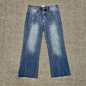 Judy Blue Light-Mid Wash Cropped Flare Denim Jeans